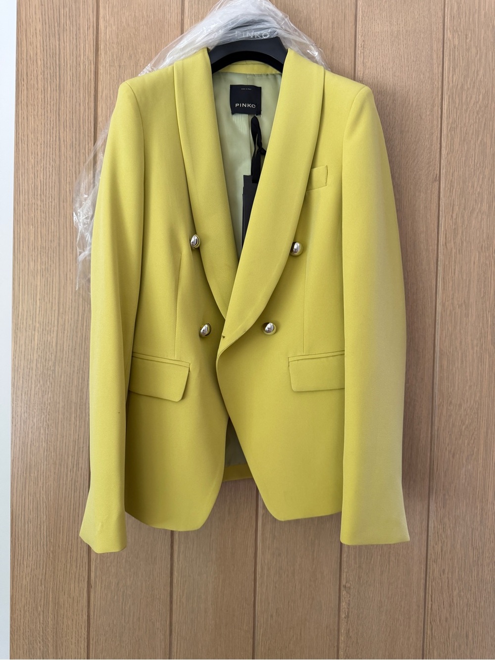 Pinko Double-Breasted Lemon Yellow Blazer